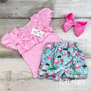 Pete and Lucy Flamingo Short Set - Size 5